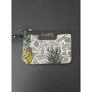 Nine West Pineapple Clutch Handbag Wristlet Faux Leather Wrist Strap NWOT